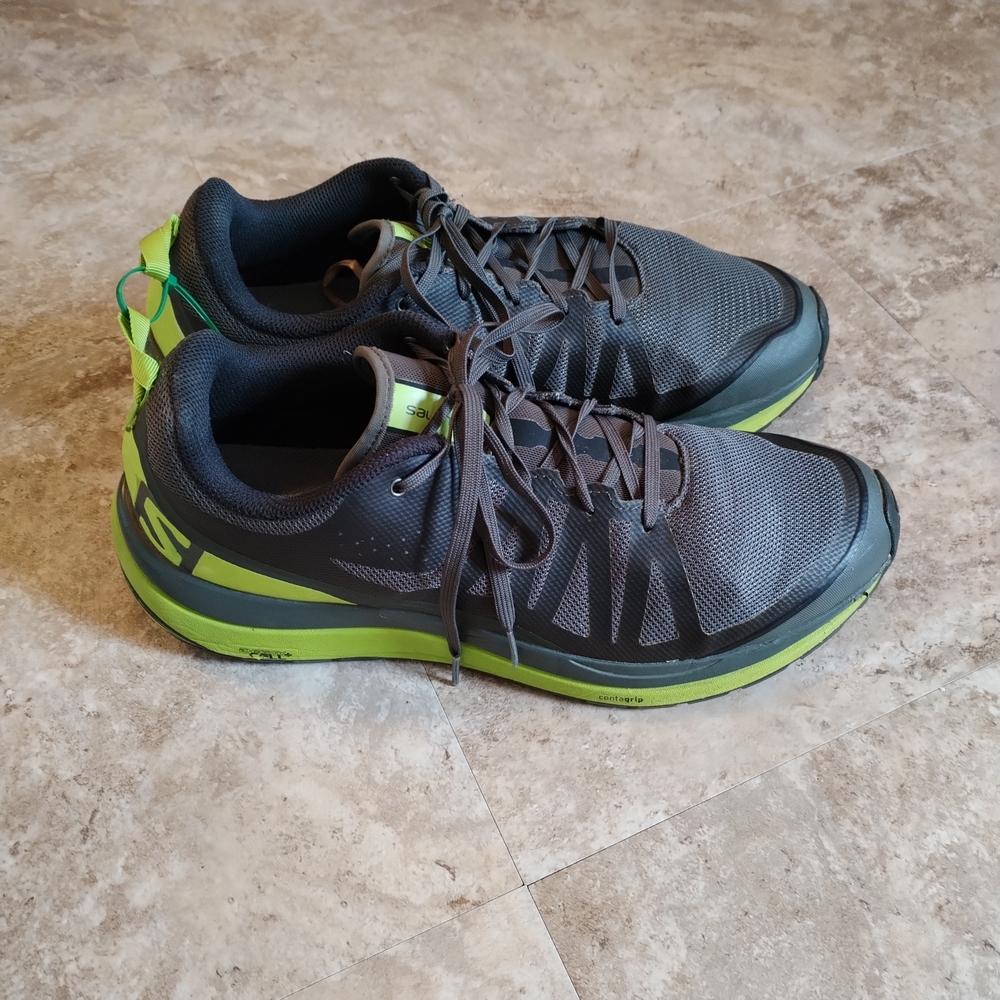 Gray and Green Athletic Shoes with Air Max Cushioning